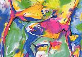 Alfred Gockel Canvas Paintings - Colorful Fish